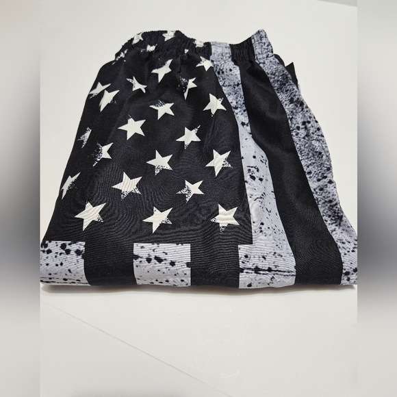 American Flag Graphic Lightweight Drawstring W/Pockets Shorts Sz Plus #M-94 - Picture 9 of 10